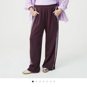 Torrid Purple Track Pants with White Stripes